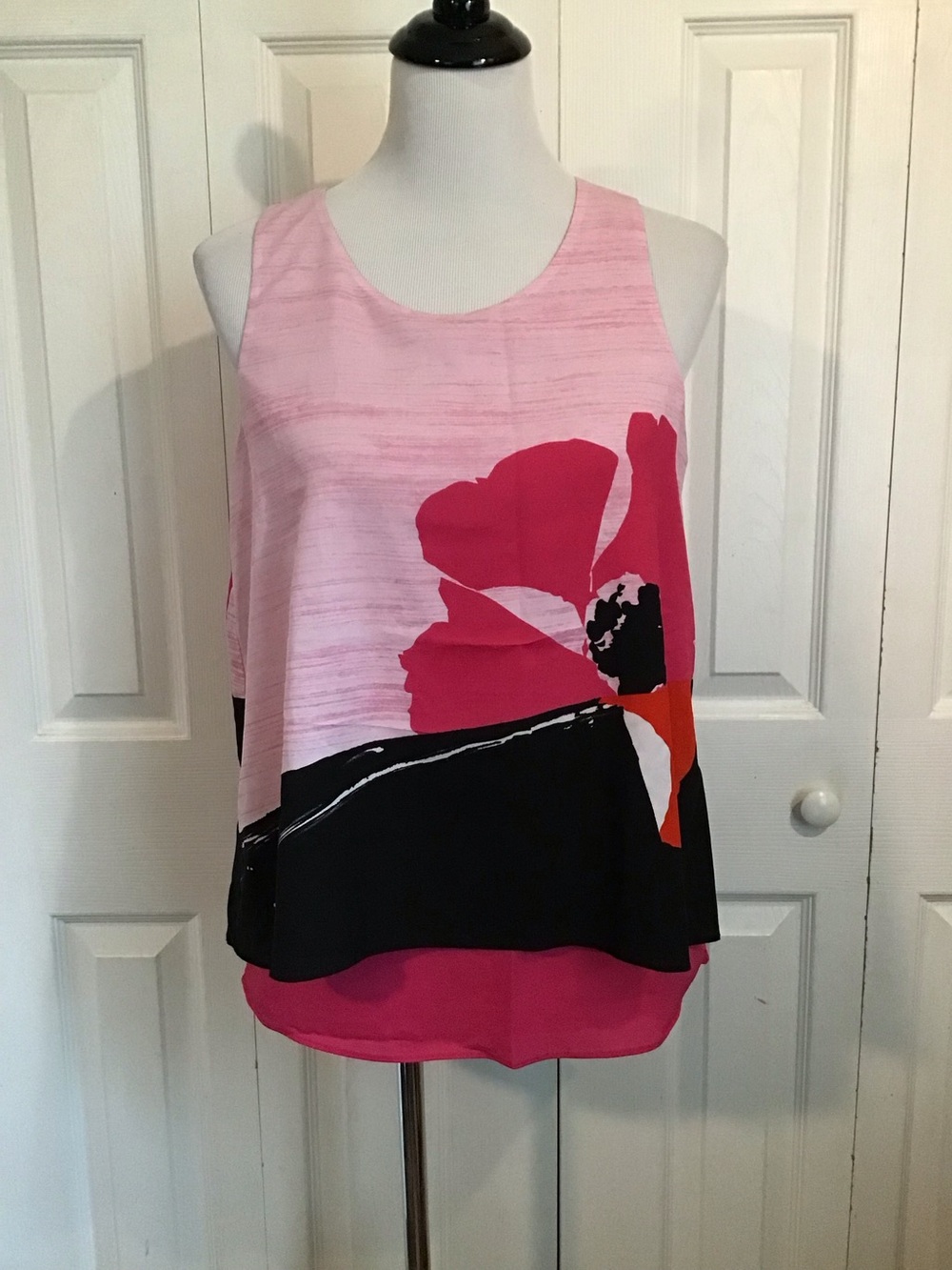 NY &Co Pink Poppy Sleeveless Tank Blouse Sm